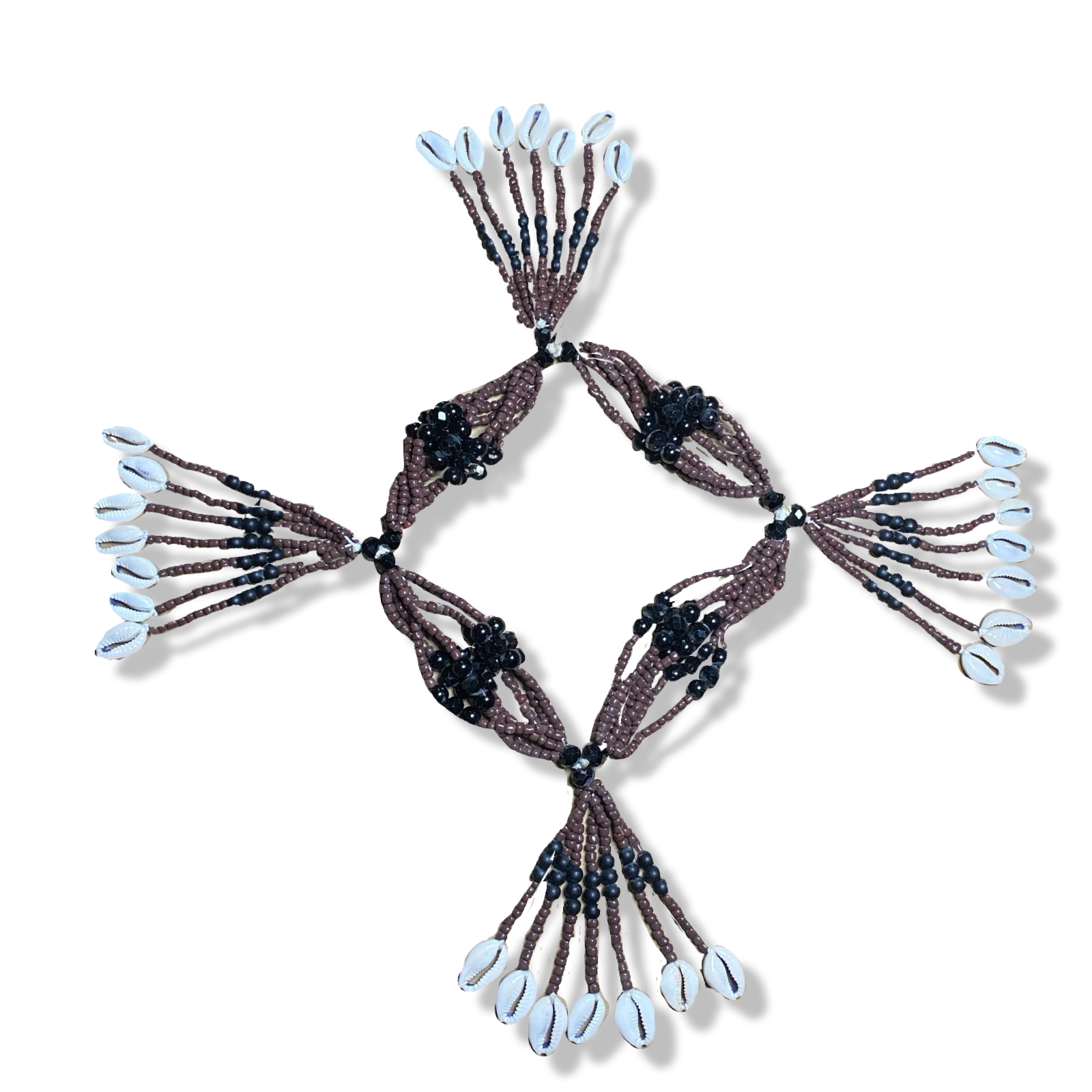 Handmade Mazo de Babalú Ayé - Blue & Brown Beads with Cowrie Shells Yoruba Santería Orisha - SanteriaGuide