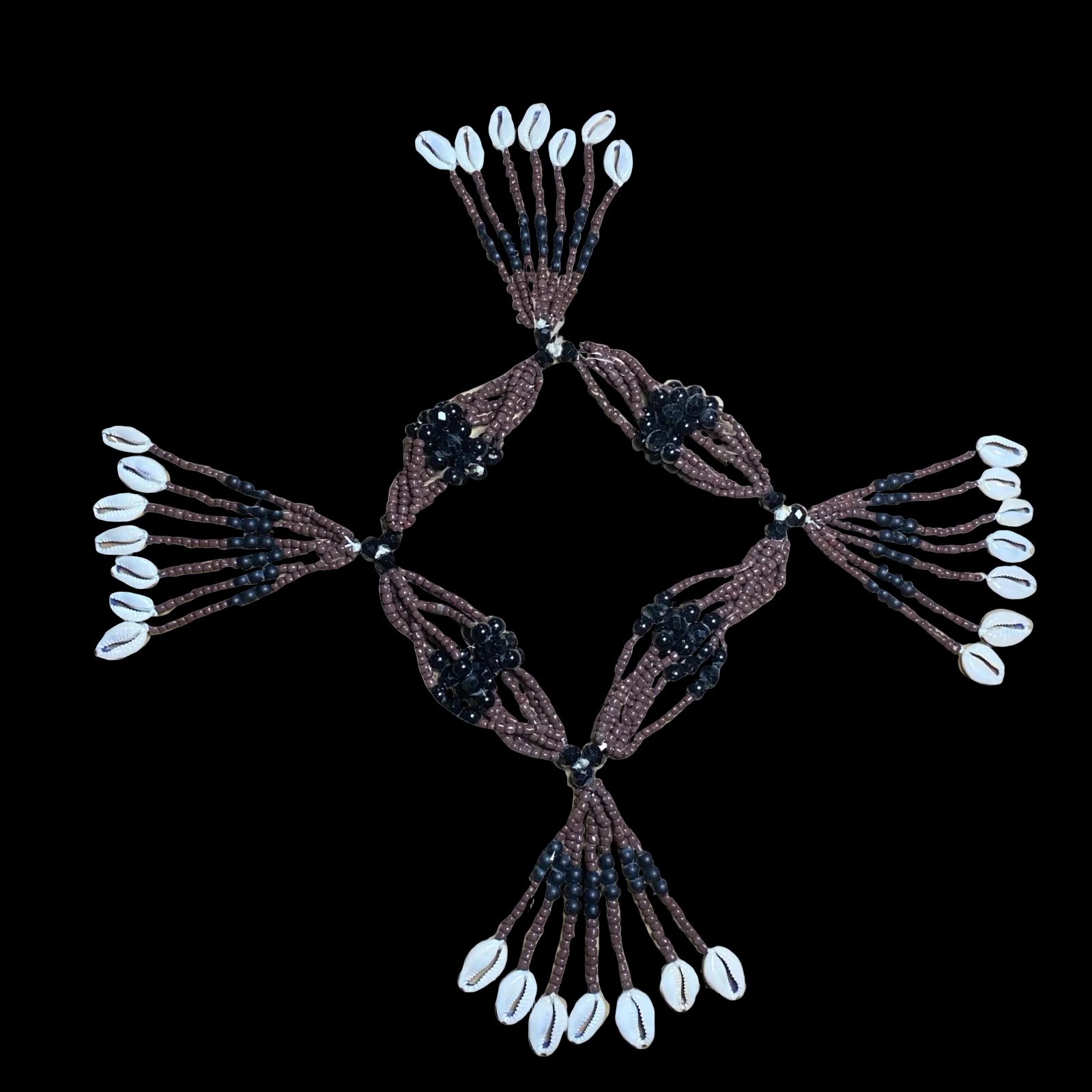 Handmade Mazo de Babalú Ayé - Blue & Brown Beads with Cowrie Shells Yoruba Santería Orisha - SanteriaGuide