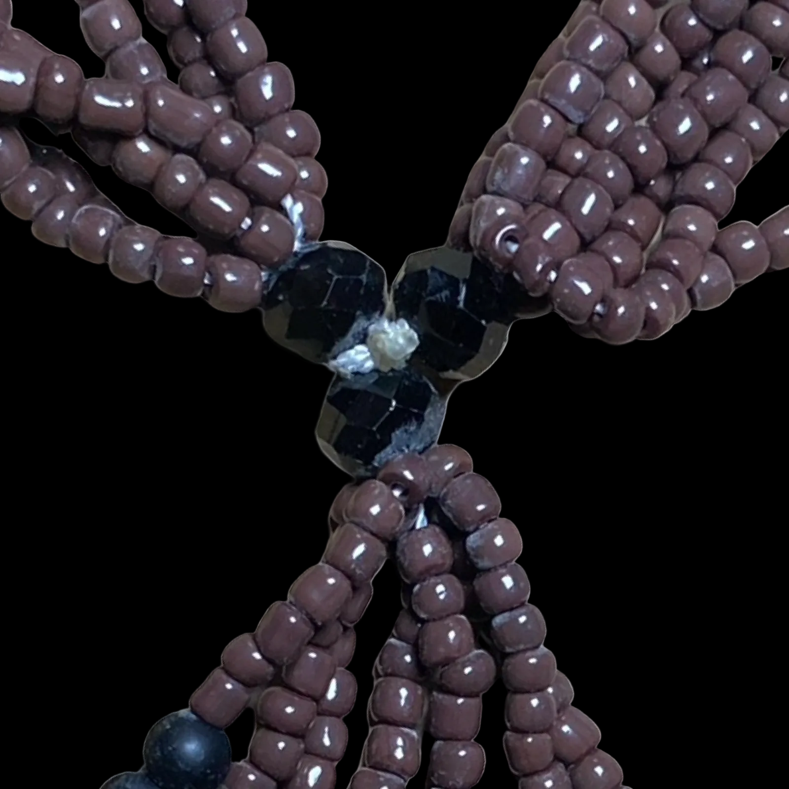 Handmade Mazo de Babalú Ayé - Blue & Brown Beads with Cowrie Shells Yoruba Santería Orisha - SanteriaGuide
