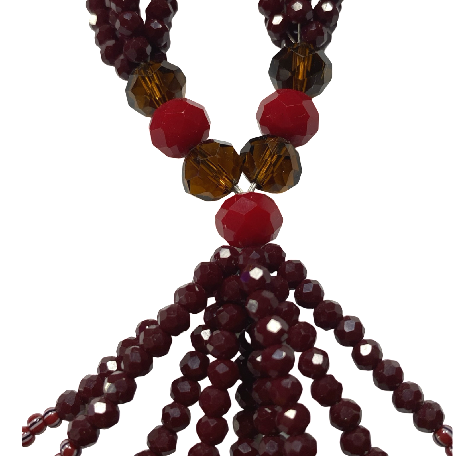 Handmade Gala de Oyá - Garnet and Red Yoruba Santería Orisha Mazo Necklace - SanteriaGuide