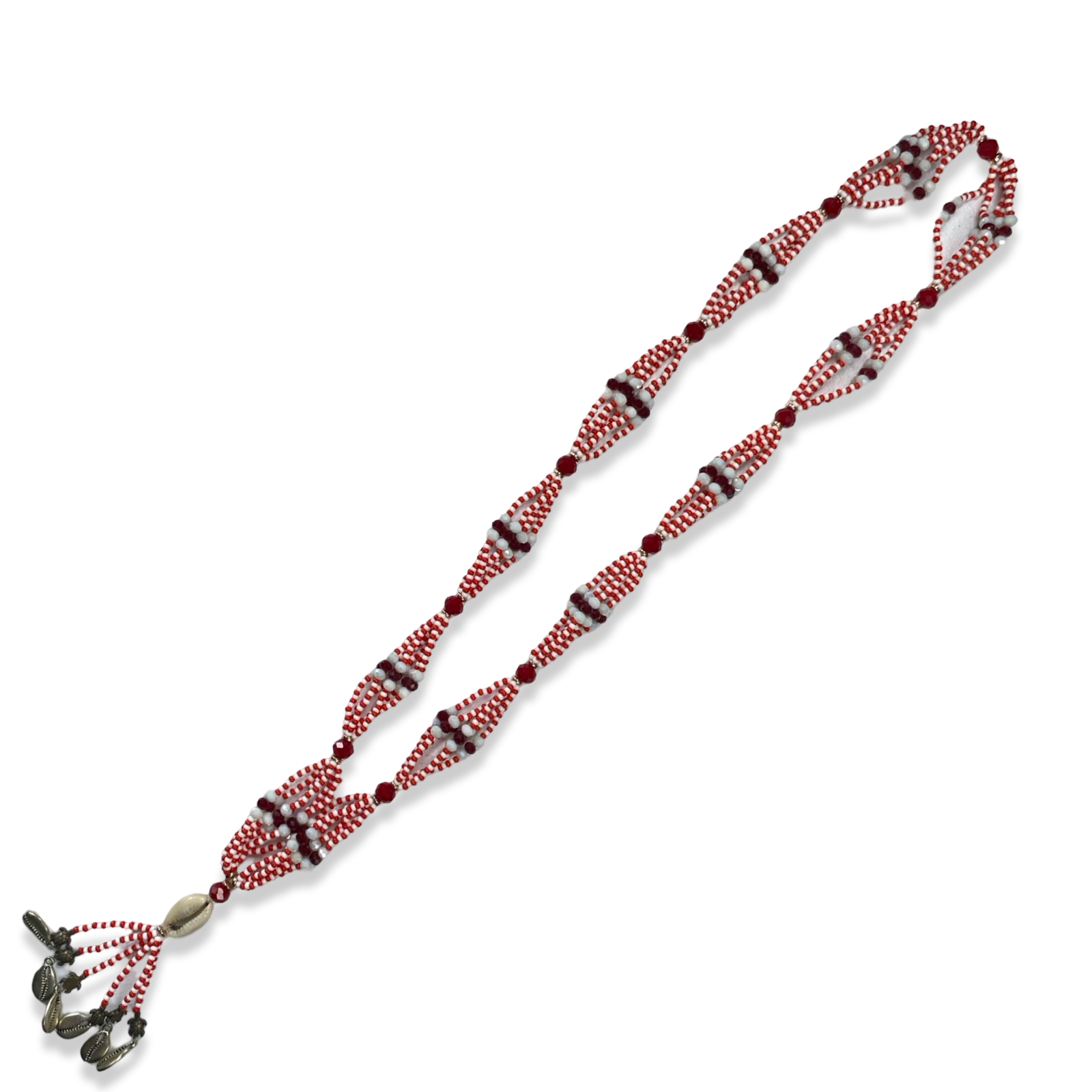 Handmade Gala de Shangó - Red & White Beads Yoruba Santería Orisha Mazo Necklace - SanteriaGuide