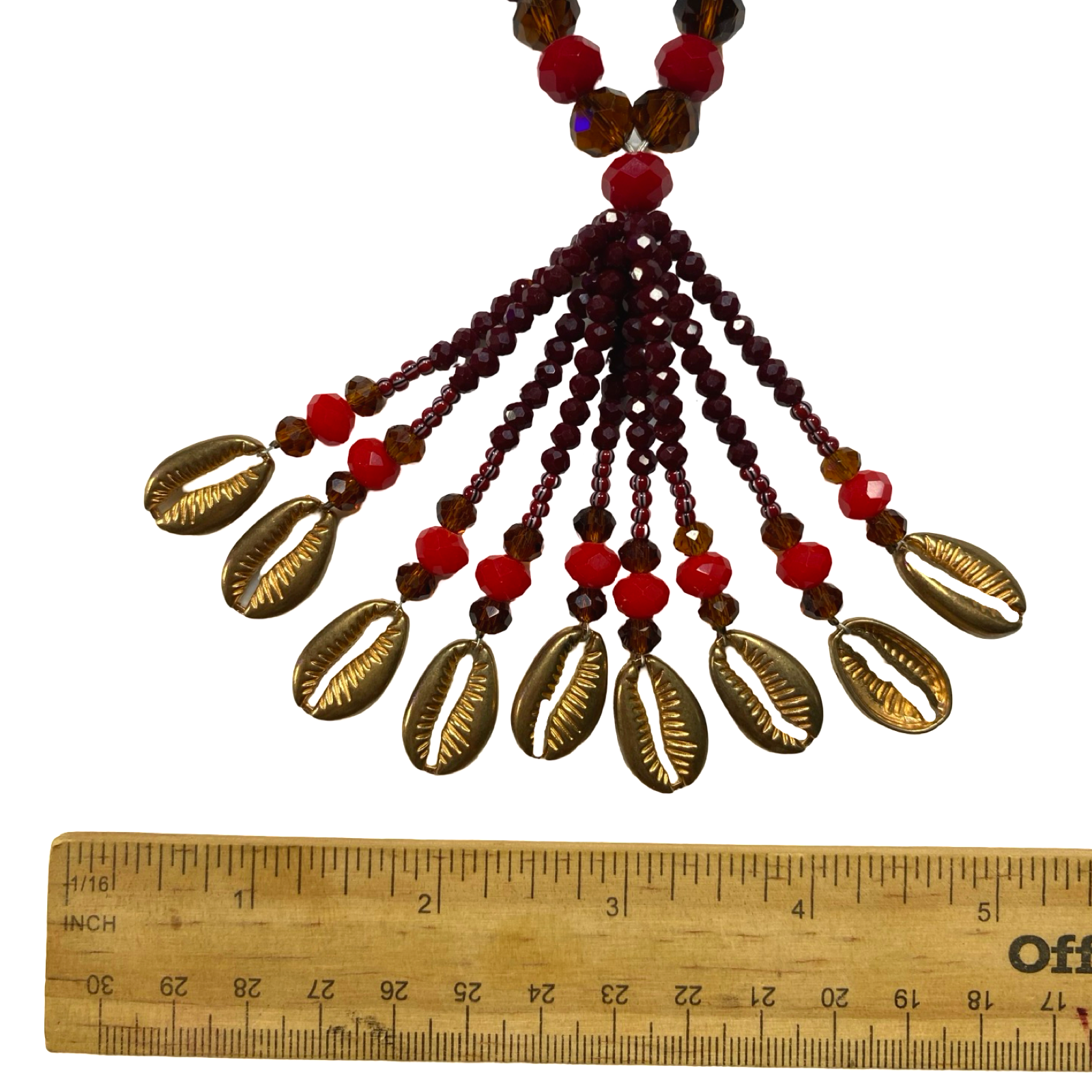 Handmade Gala de Oyá - Garnet and Red Yoruba Santería Orisha Mazo Necklace - SanteriaGuide