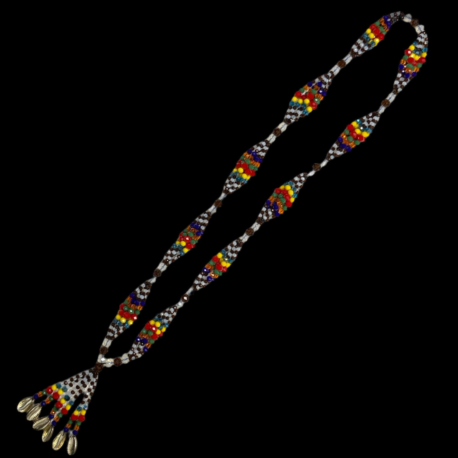 Gala de Agayú hecha a mano: cuentas de vidrio color ámbar, blanco, azul, verde, rojo y amarillo para Iyawó