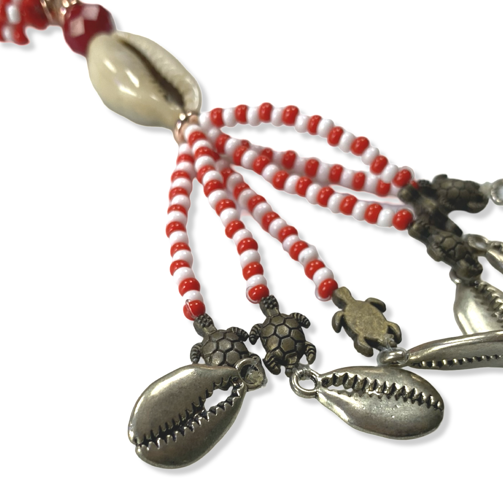 Handmade Gala de Shangó - Red & White Beads Yoruba Santería Orisha Mazo Necklace - SanteriaGuide