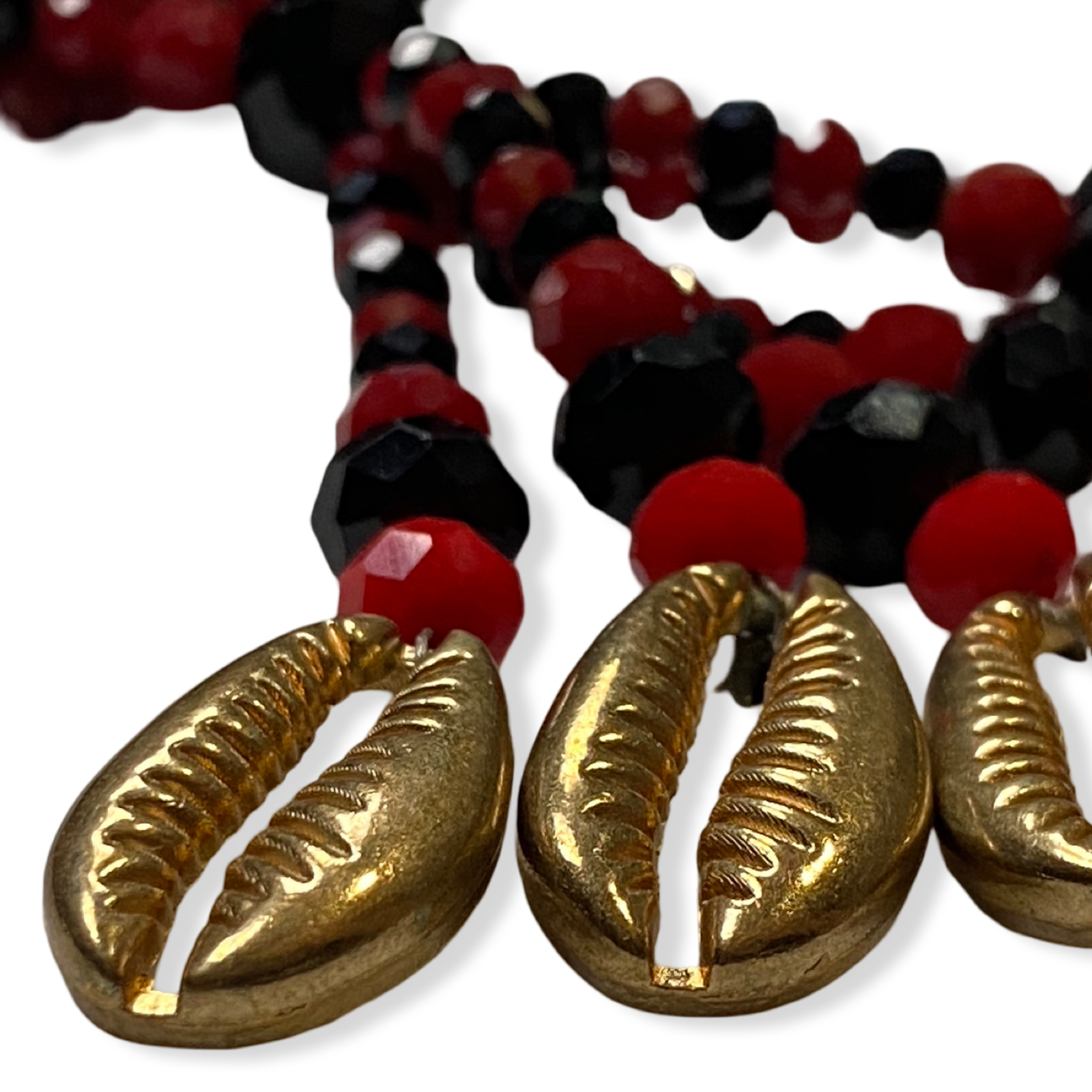 Handmade Gala de Eleguá - Red and Black Yoruba Santería Orisha Mazo Necklace - SanteriaGuide