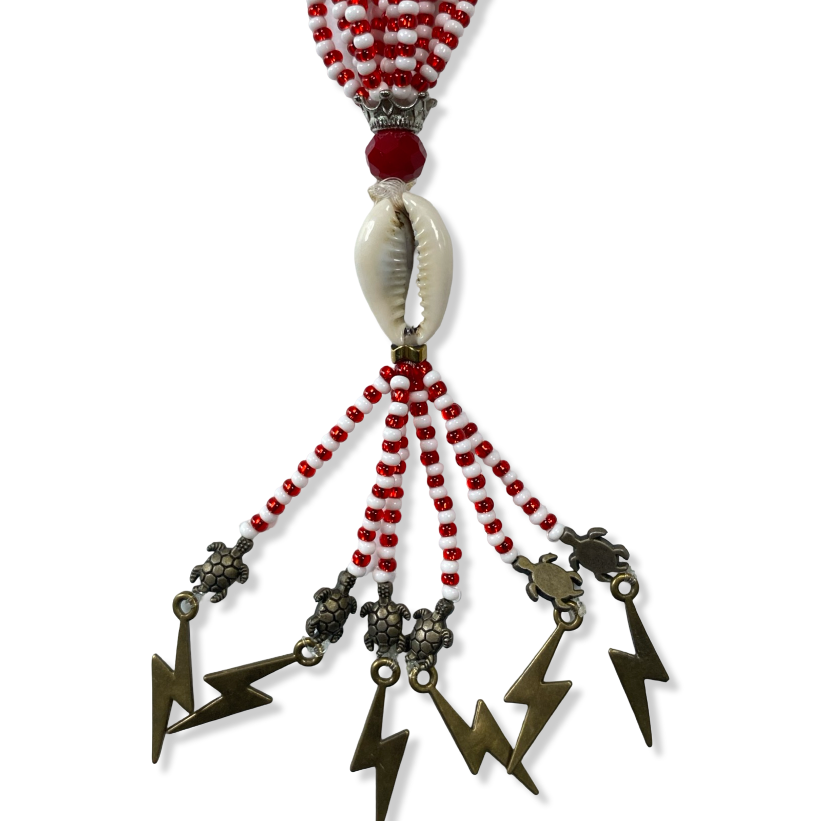 Handmade Gala de Shangó - Red & White Beads Yoruba Santería Orisha Mazo Necklace - SanteriaGuide