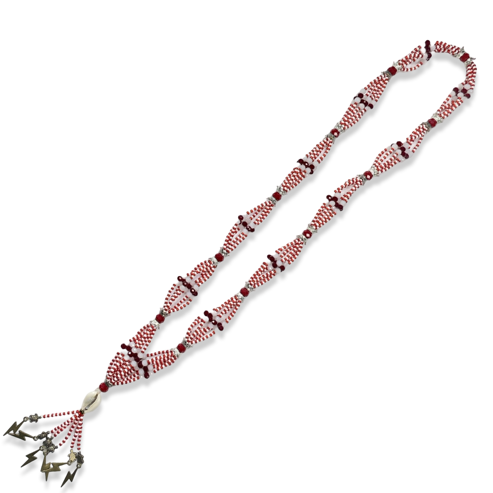Handmade Gala de Shangó - Red & White Beads Yoruba Santería Orisha Mazo Necklace - SanteriaGuide