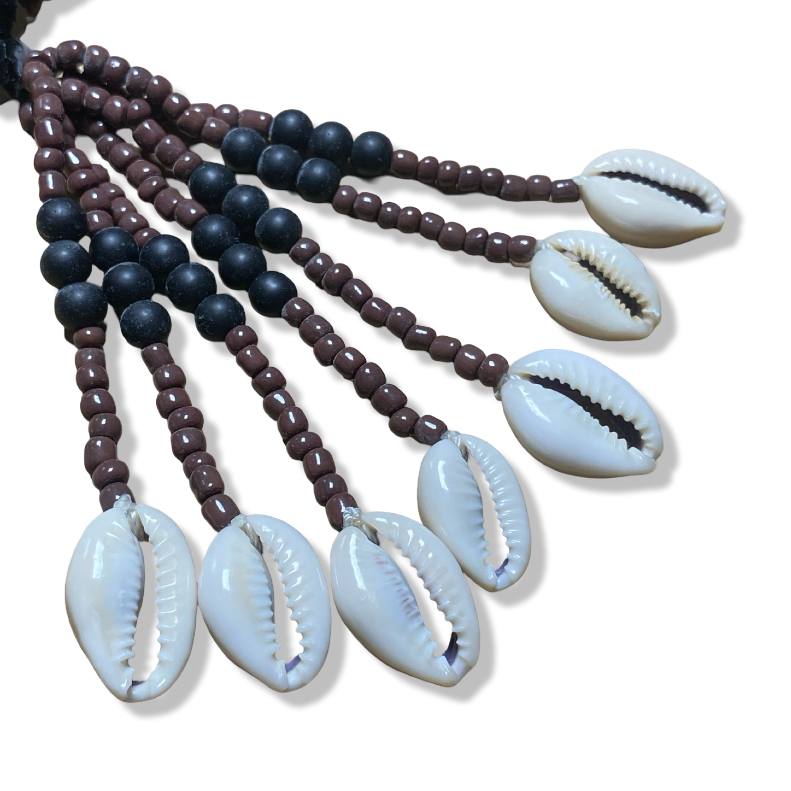 Handmade Mazo de Babalú Ayé - Blue & Brown Beads with Cowrie Shells Yoruba Santería Orisha - SanteriaGuide