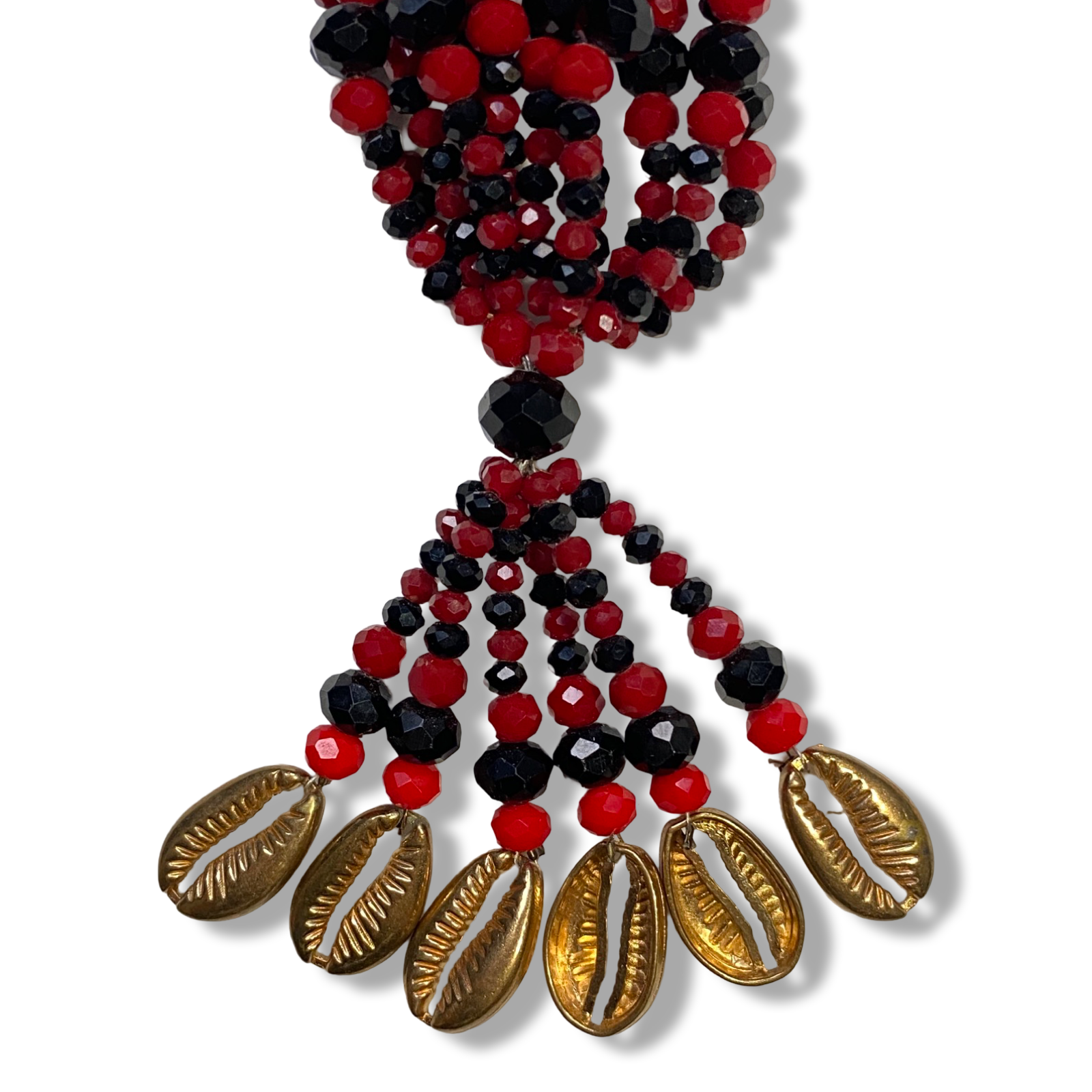 Handmade Gala de Eleguá - Red and Black Yoruba Santería Orisha Mazo Necklace - SanteriaGuide