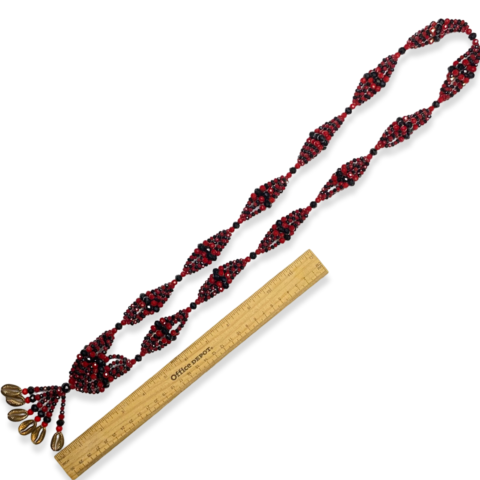 Handmade Gala de Eleguá - Red and Black Yoruba Santería Orisha Mazo Necklace - SanteriaGuide