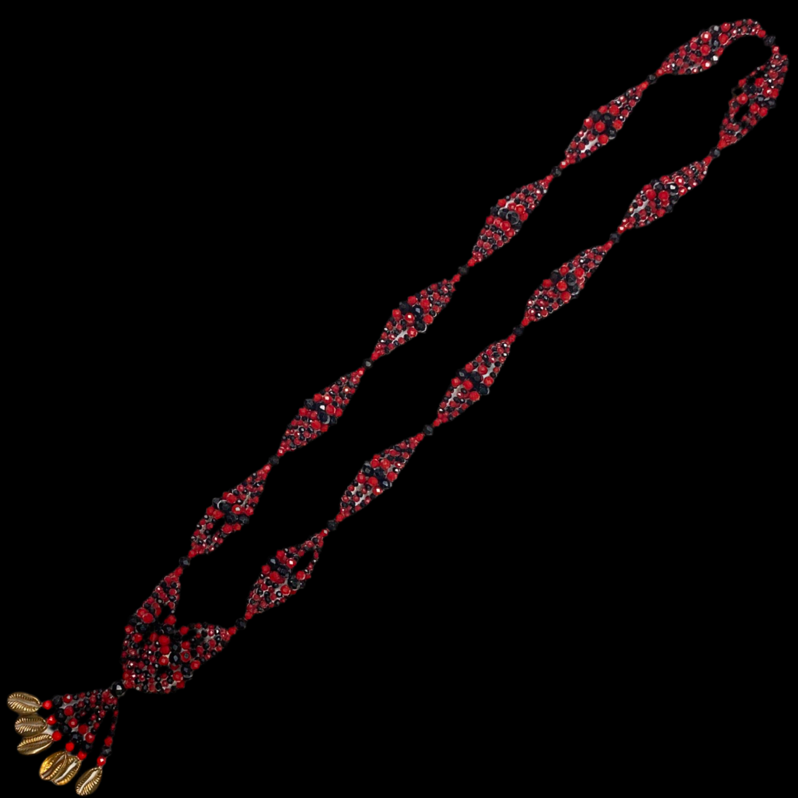 Elegguá Gala Necklace – Handmade with Beads & Gold Cowrie Shells