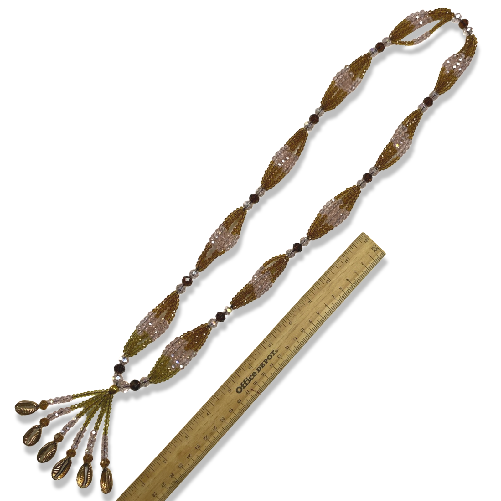 Handmade Gala de Obba - Pink, Gold & Amber Beaded Yoruba Santeria Orisha Necklace - SanteriaGuide