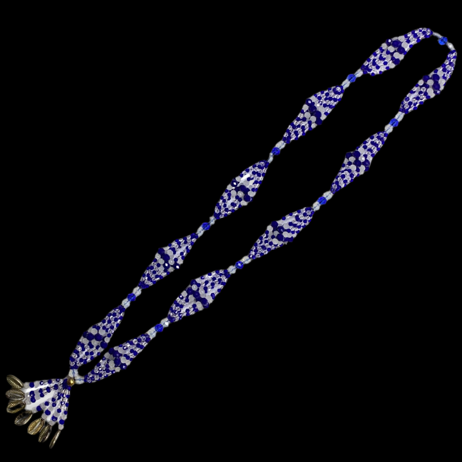 Gala de Yemayá hecha a mano - Collar Yoruba Santería Orisha Mazo de cuentas transparentes y azules