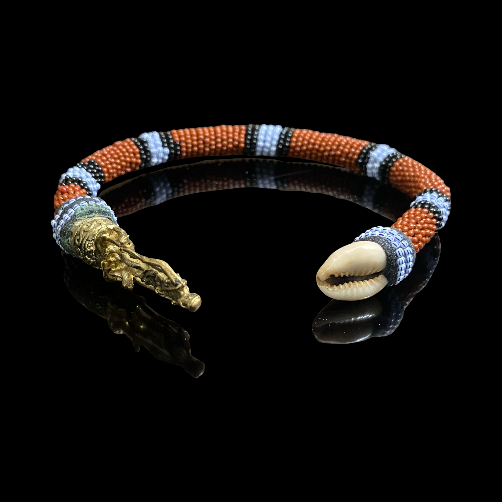 Babalú Ayé Ildé Bracelet with Cowrie Shells & Bronze Staff