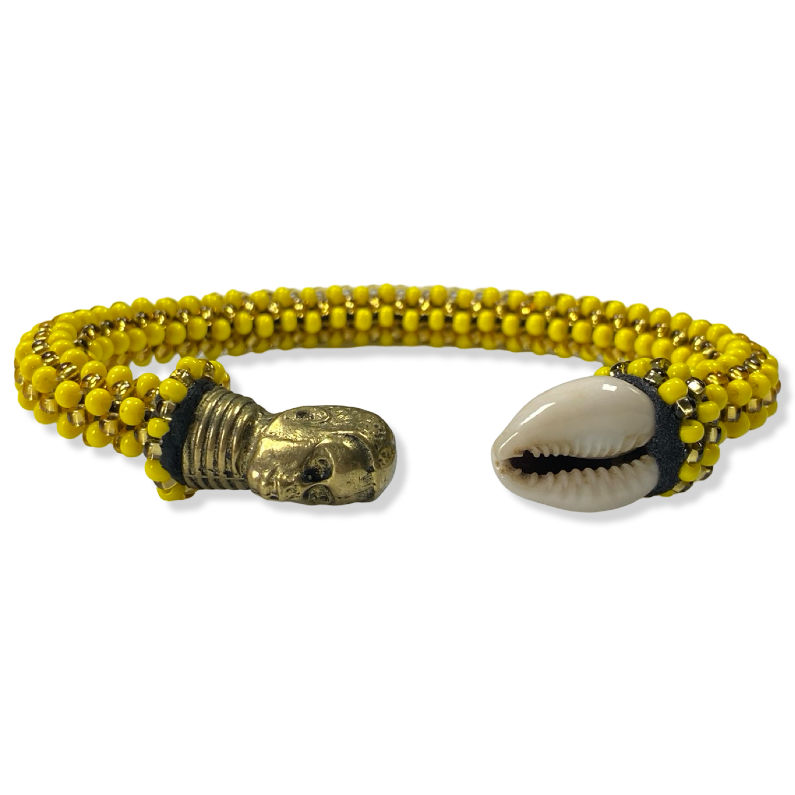 Handmade Ilde de Oshún Bracelet - Cowrie Shells & Bronze Yoruba Santeria Orisha - SanteriaGuide