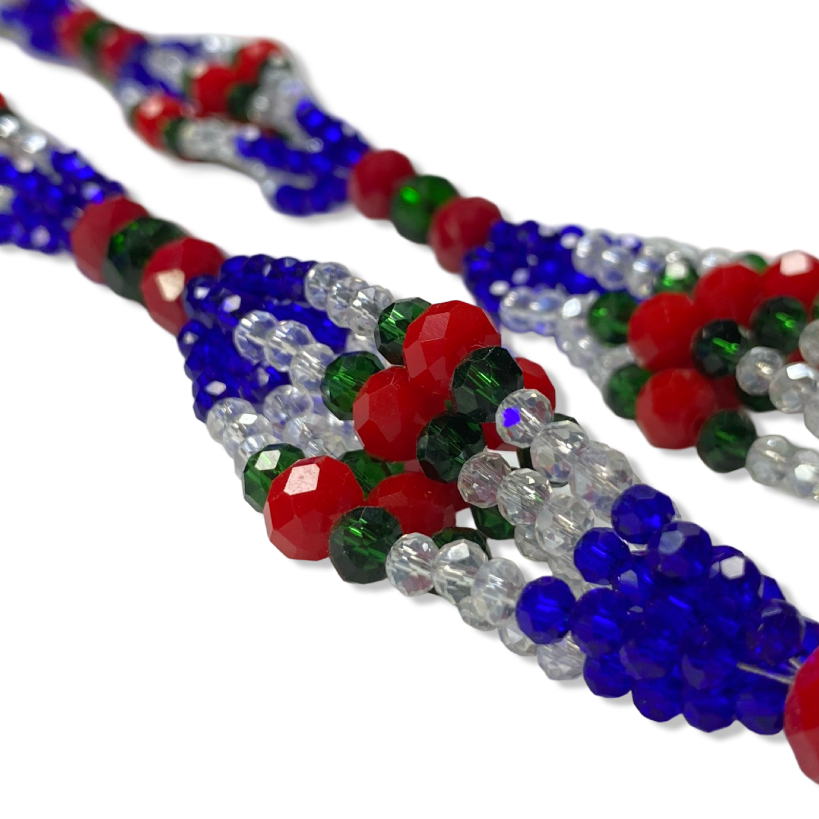 Handmade Gala de Yemayá Mayelewó - Blue, Clear, Green, and Red Beads Yoruba Santería Orisha Mazo Necklace - SanteriaGuide
