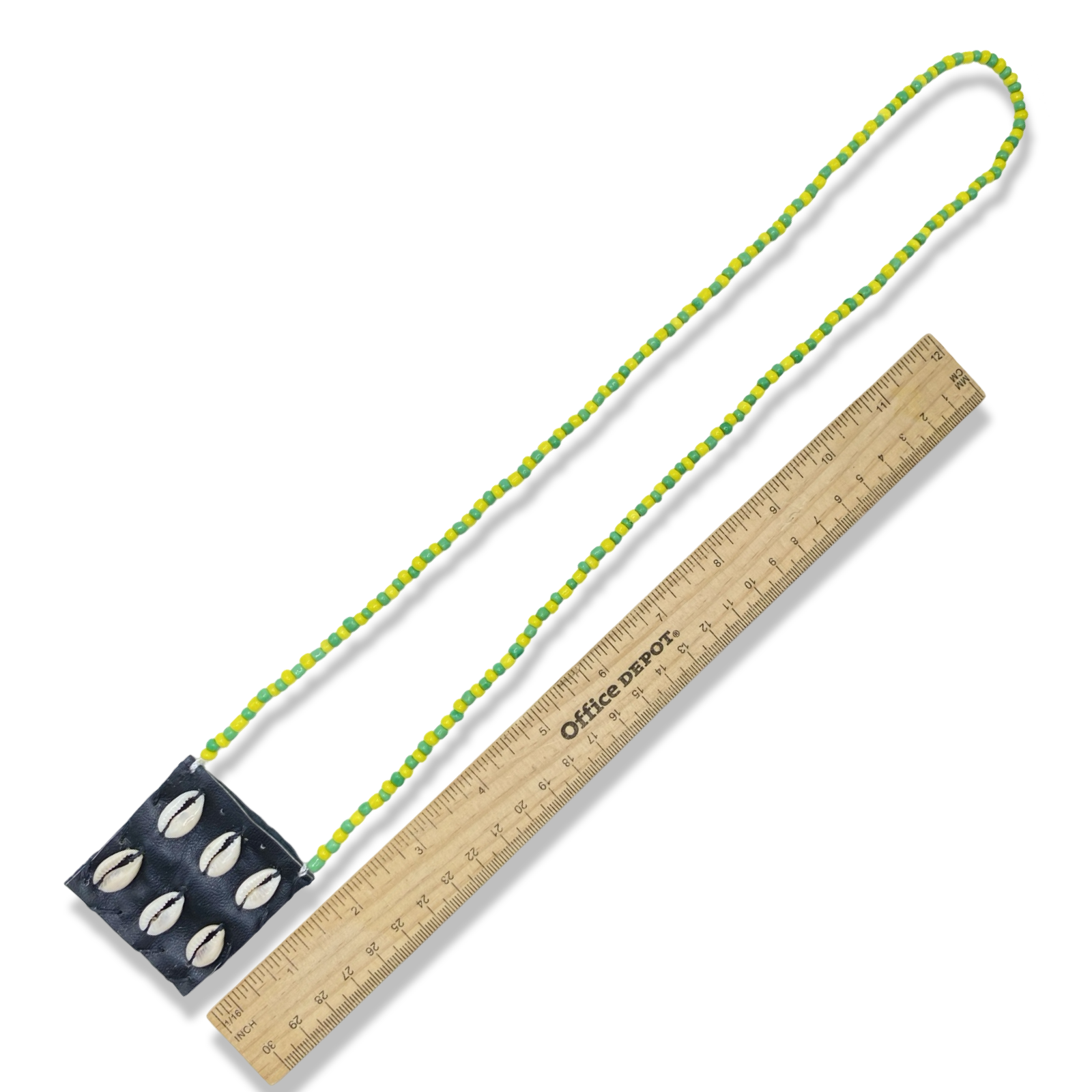 Handmade Eleke de Orúnmila Necklace with Macuto - Green & Yellow Yoruba Santeria Orisha - SanteriaGuide