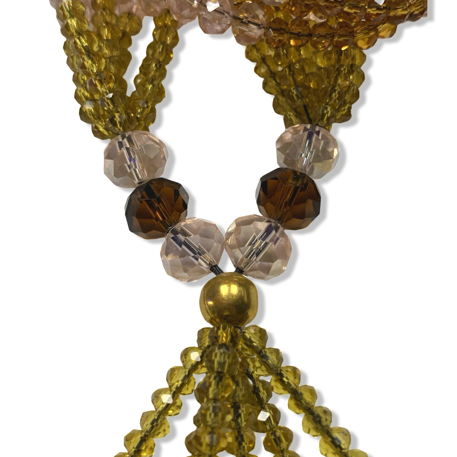 Handmade Gala de Obba - Pink, Gold & Amber Beaded Yoruba Santeria Orisha Necklace - SanteriaGuide