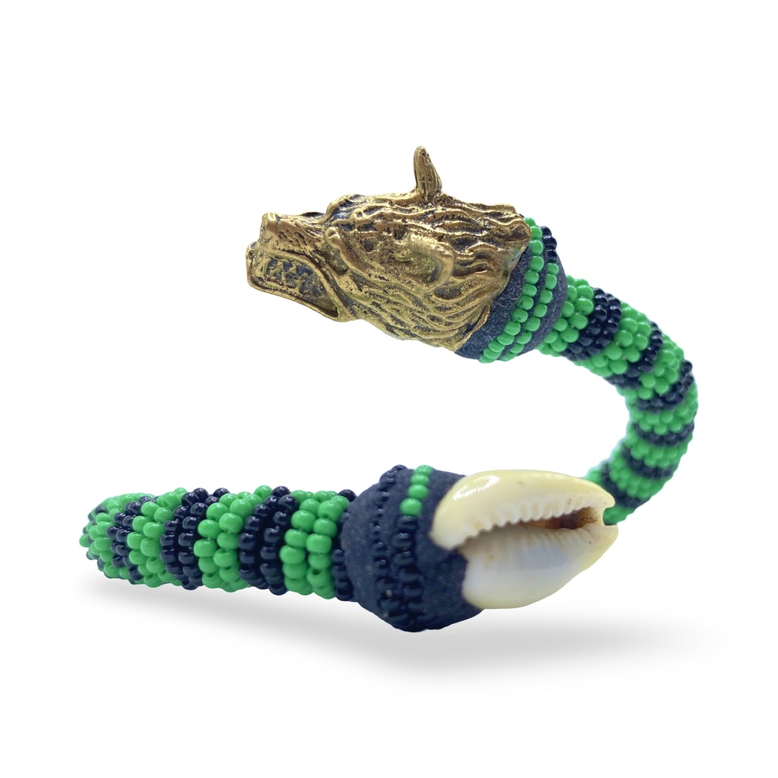 Handmade Ilde de Ogún Bracelet - Cowrie Shells and Bronze Yoruba Santeria Orisha - SanteriaGuide