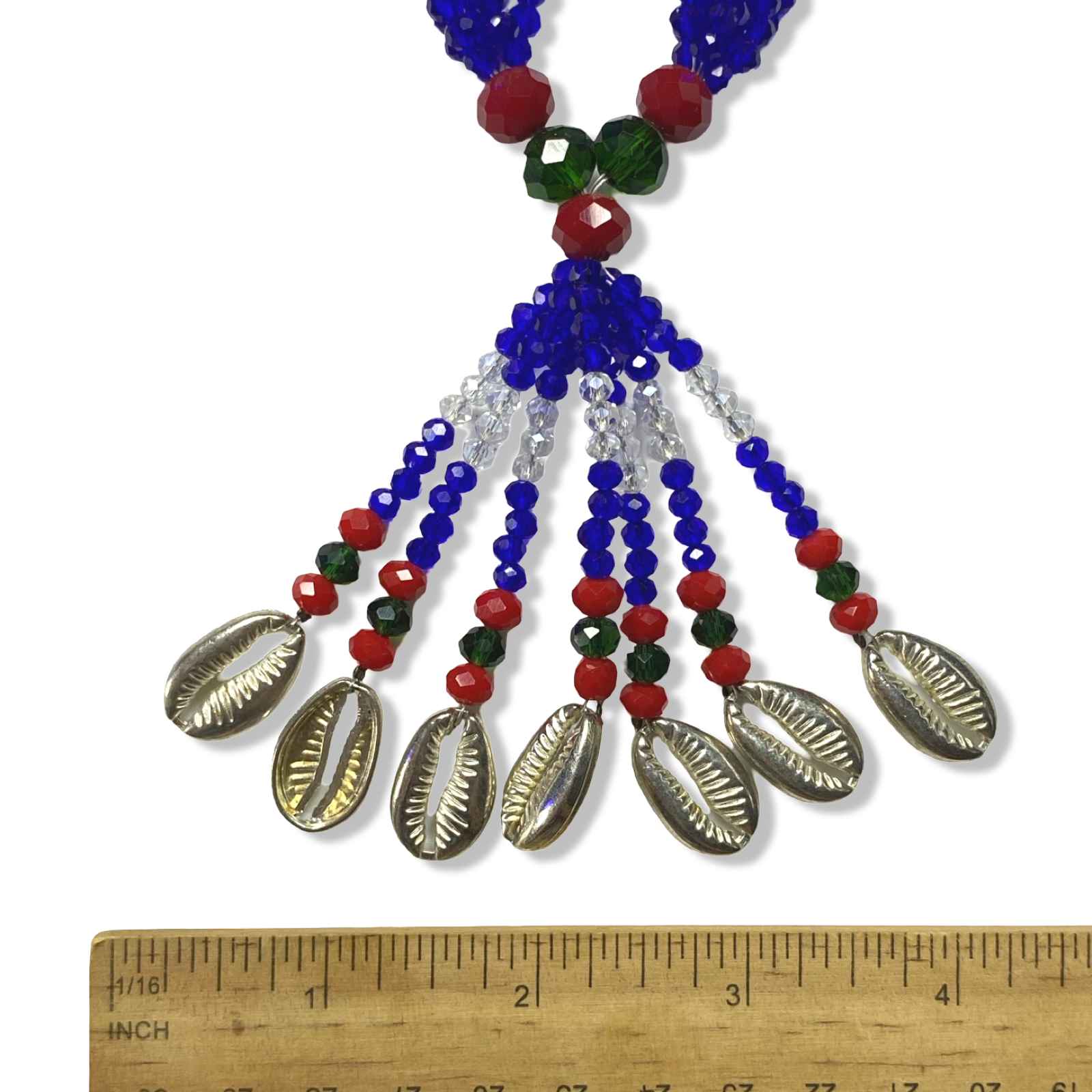 Handmade Gala de Yemayá Mayelewó - Blue, Clear, Green, and Red Beads Yoruba Santería Orisha Mazo Necklace - SanteriaGuide