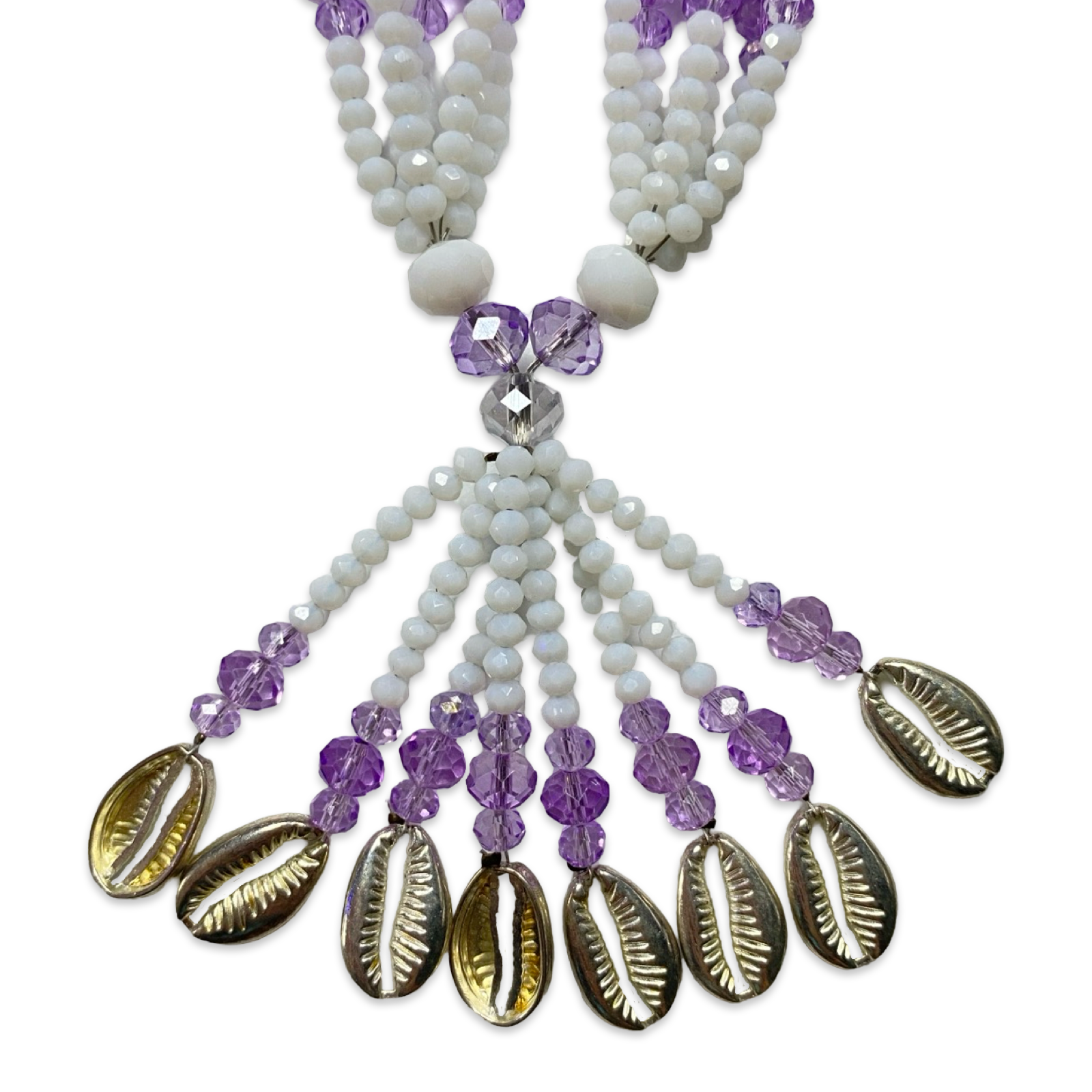 Handmade Gala de Obatalá Obamoro – White, Purple, and Clear Glass Beads for Iyawó - SanteriaGuide