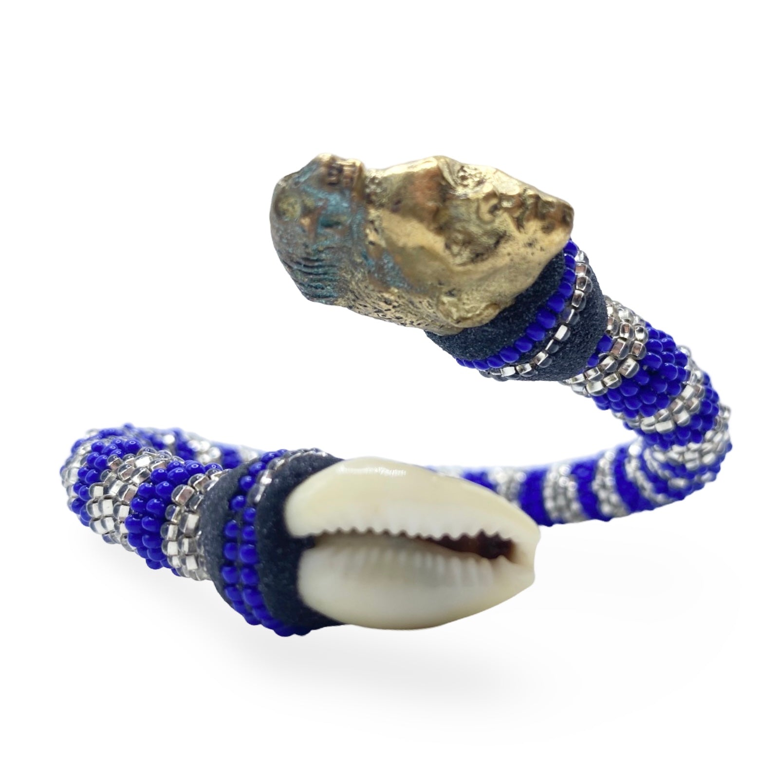 Handmade Ilde de Yemayá Yemoja Bracelet - Cowrie Shell & Bronze Yoruba Santeria Orisha - SanteriaGuide