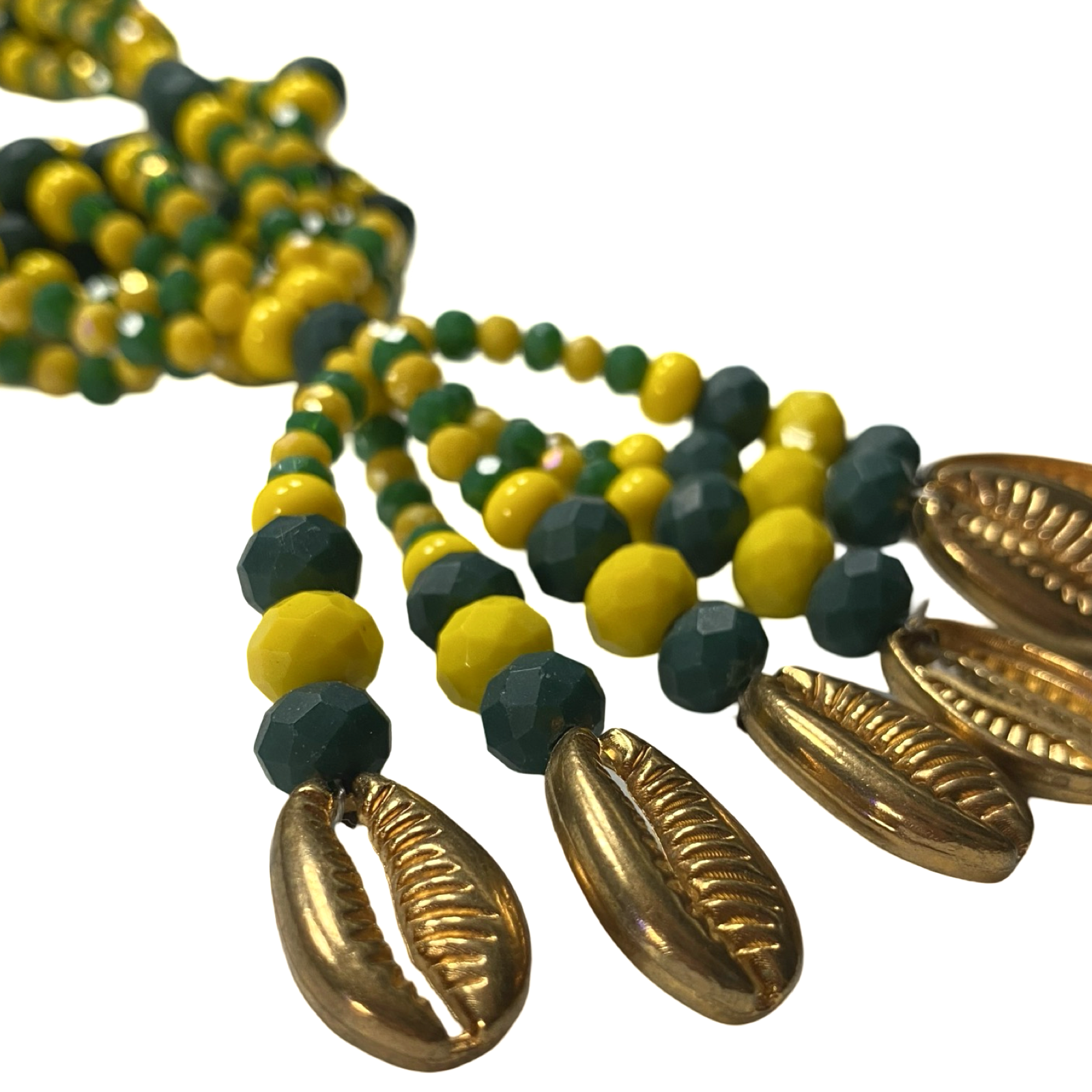 Handmade Gala para Babalawo – Afro-Cubano e Isese – Green and Yellow Glass Beads - SanteriaGuide