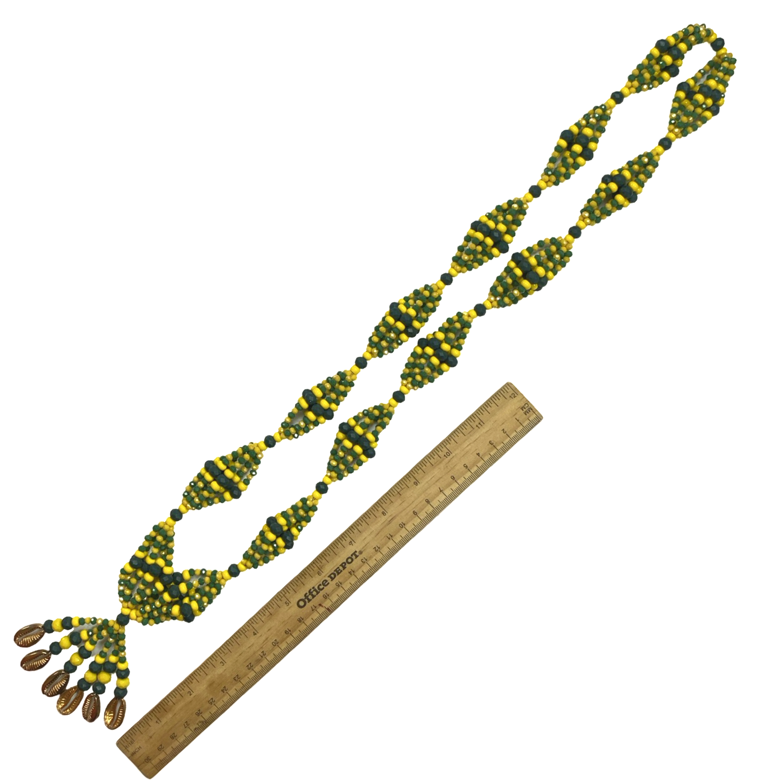 Handmade Gala para Babalawo – Afro-Cubano e Isese – Green and Yellow Glass Beads - SanteriaGuide