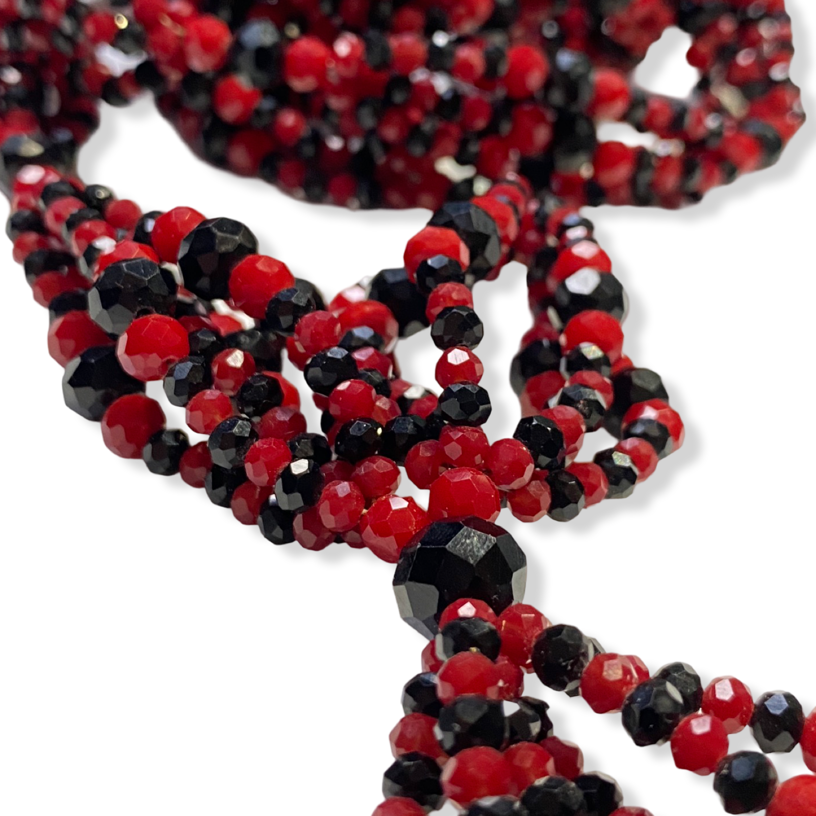 Handmade Gala de Eleguá - Red and Black Yoruba Santería Orisha Mazo Necklace - SanteriaGuide