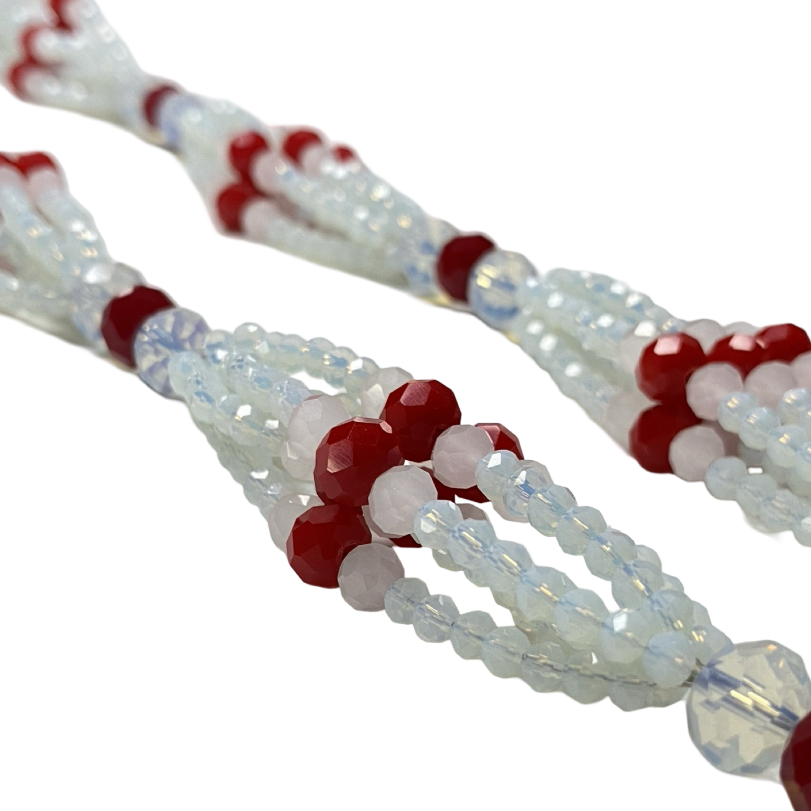 Handmade Gala de Obatalá Ayaguna – Red, White, and Clear Glass Beads for Iyawó - SanteriaGuide