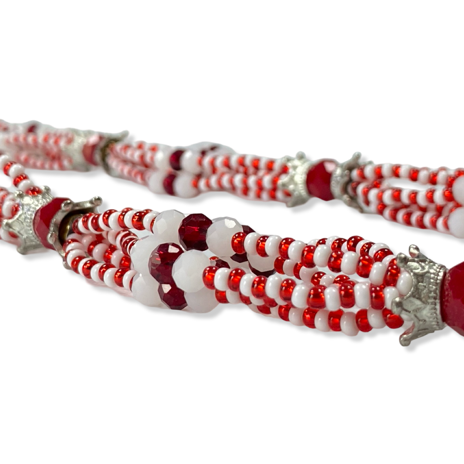 Handmade Gala de Shangó - Red & White Beads Yoruba Santería Orisha Mazo Necklace - SanteriaGuide