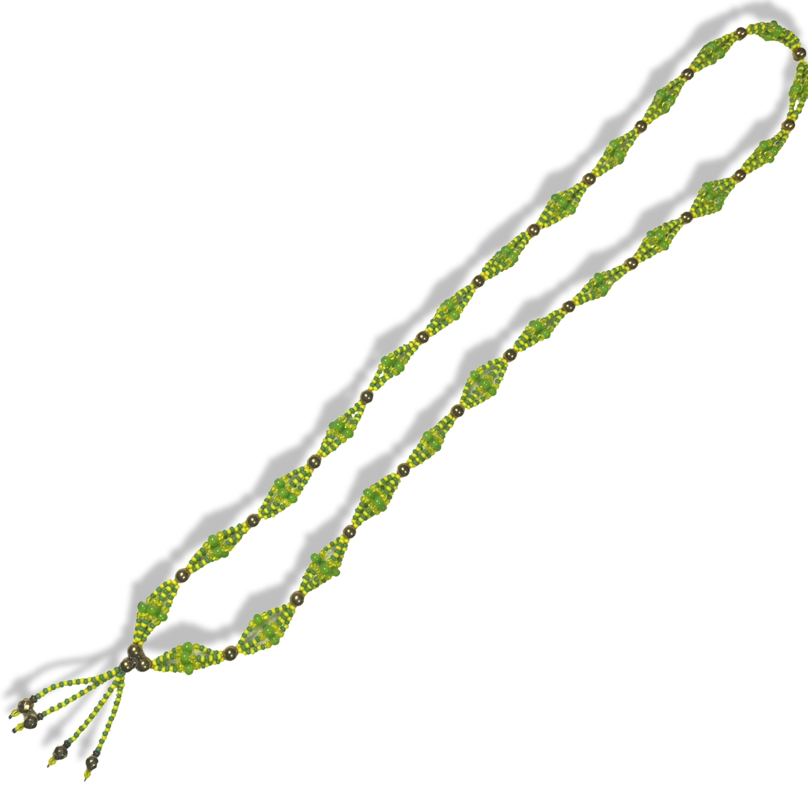 Handmade Collar de Gala de Orunmila - Green & Yellow with Gold Accents Yoruba Santeria Orisha Mazo Necklace - SanteriaGuide