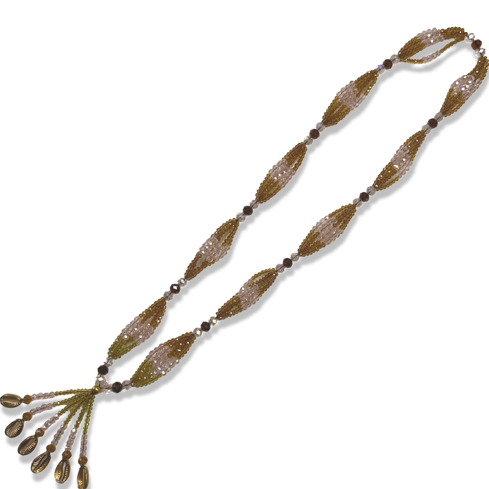 Handmade Gala de Obba - Pink, Gold & Amber Beaded Yoruba Santeria Orisha Necklace - SanteriaGuide