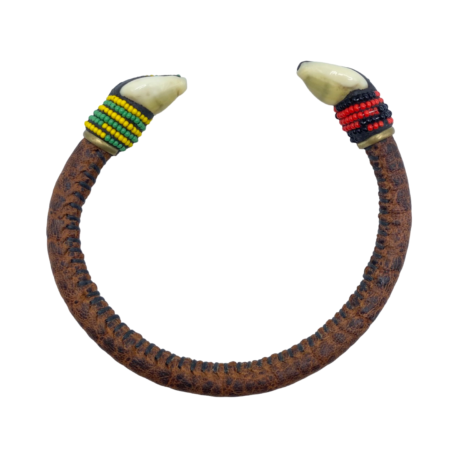 Handmade Ildé de Orula with Eleguá Bracelet - Leather Yoruba Santeria Orisha - SanteriaGuide