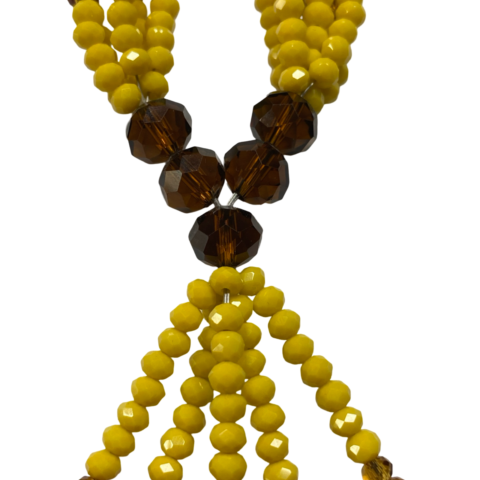 Handmade Gala de Oshún Ibu Ana - Amber, Yellow, Honey, and Red Yoruba Santería Orisha Mazo Necklace - SanteriaGuide