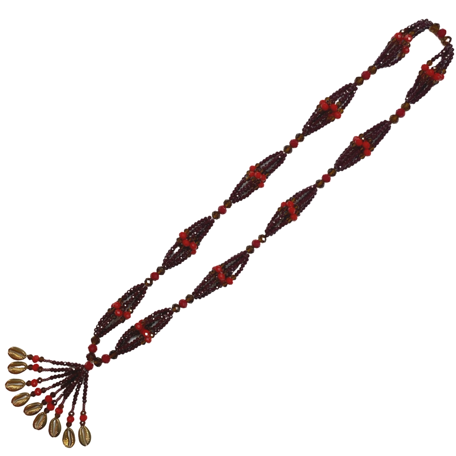 Handmade Gala de Oyá - Garnet and Red Yoruba Santería Orisha Mazo Necklace - SanteriaGuide