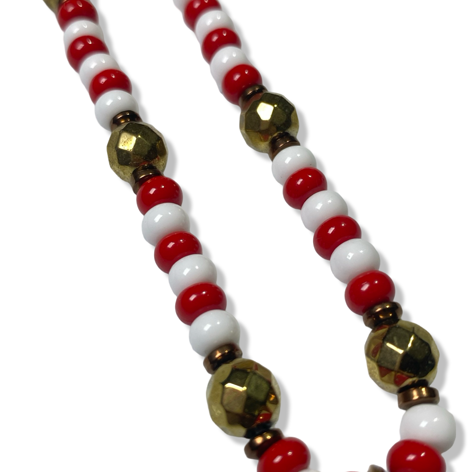 Handmade Eleke de Shango Necklace - Red, White & Tooth Yoruba Santeria Orisha - SanteriaGuide