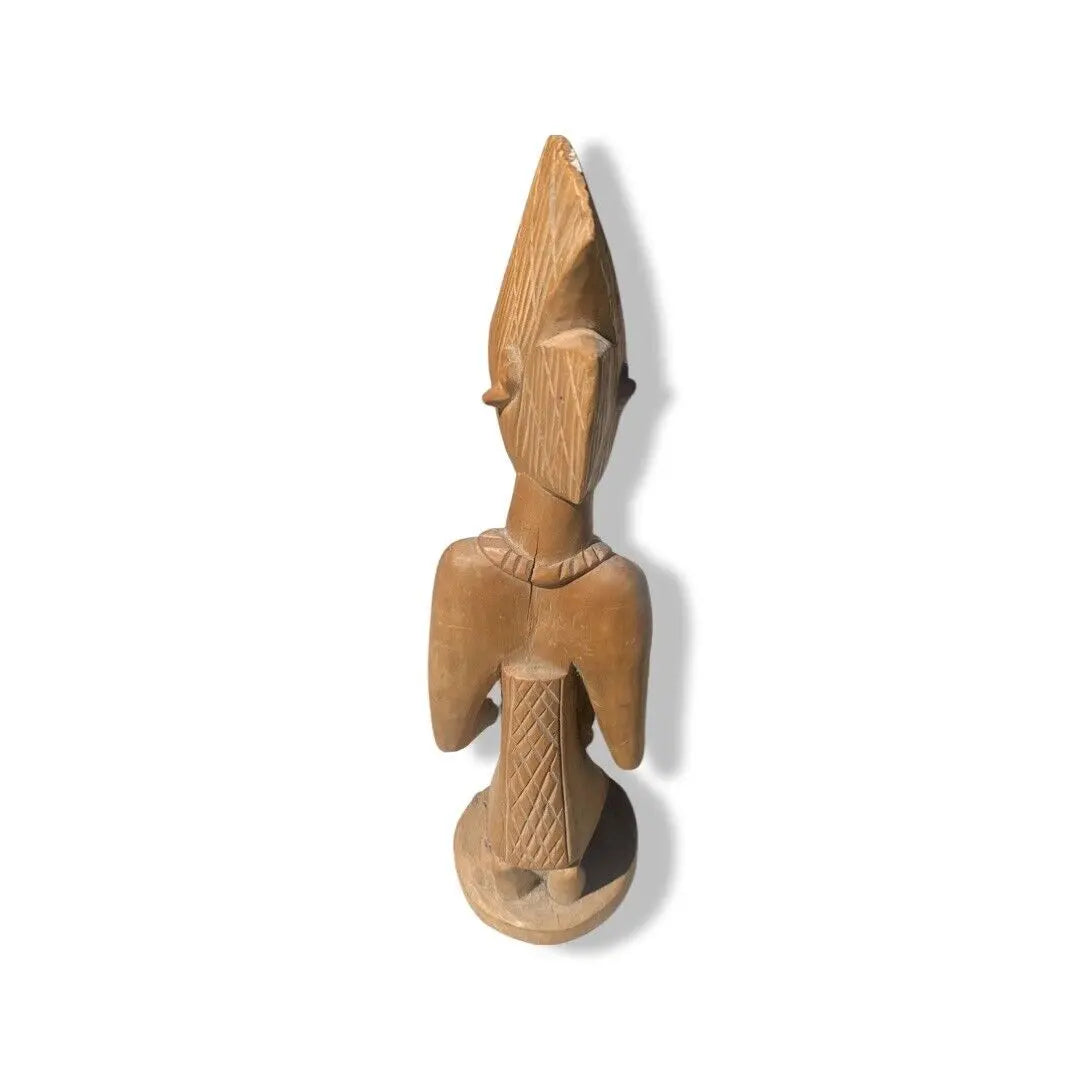 Hand-Carved Yoruba Bowl Statue - Wooden Ritual Offering & Spiritual Decor Santería Orisha - SanteriaGuide