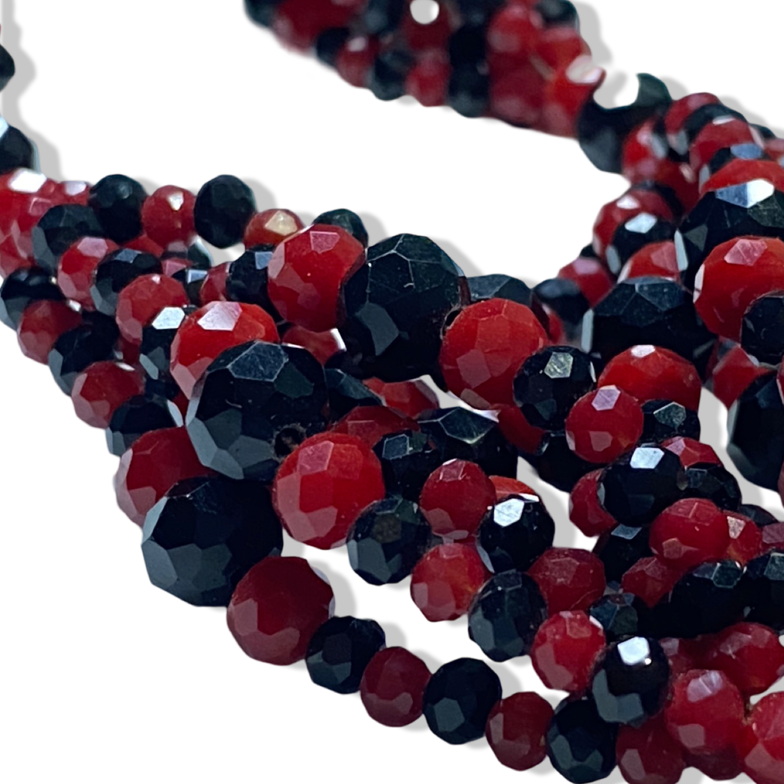 Handmade Gala de Eleguá - Red and Black Yoruba Santería Orisha Mazo Necklace - SanteriaGuide