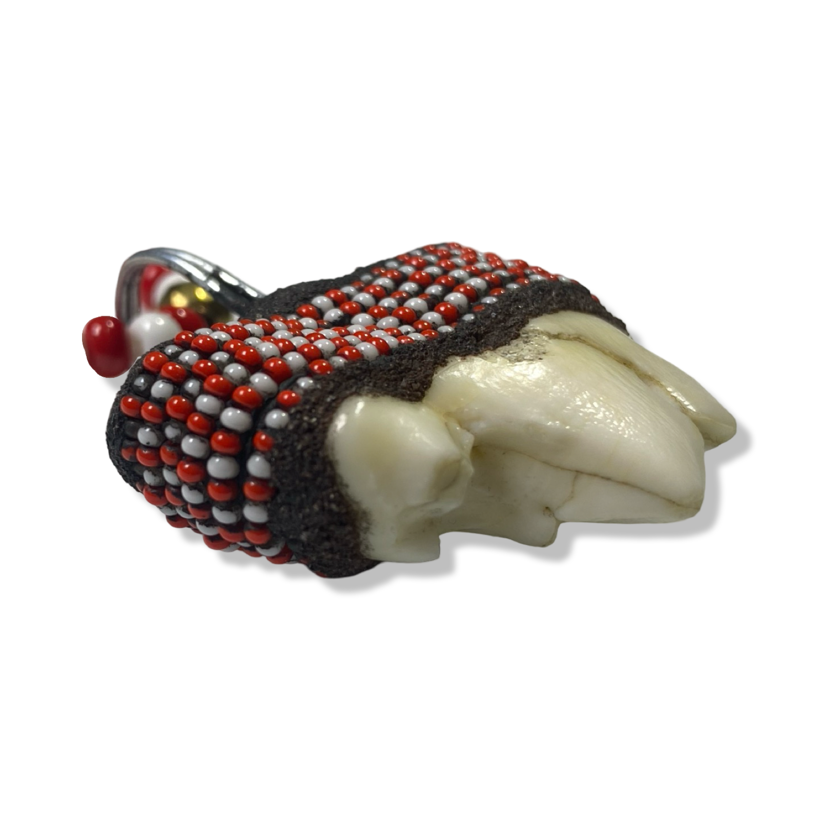 Handmade Eleke de Shango Necklace - Red, White & Tooth Yoruba Santeria Orisha - SanteriaGuide