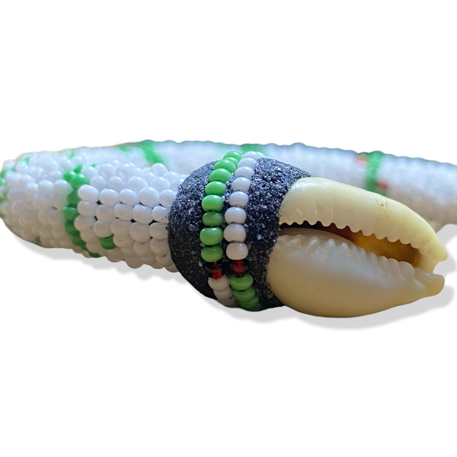 Handmade Ilde de Oduduwa Bracelet – White, Green & Red Yoruba Santeria Orisha - SanteriaGuide