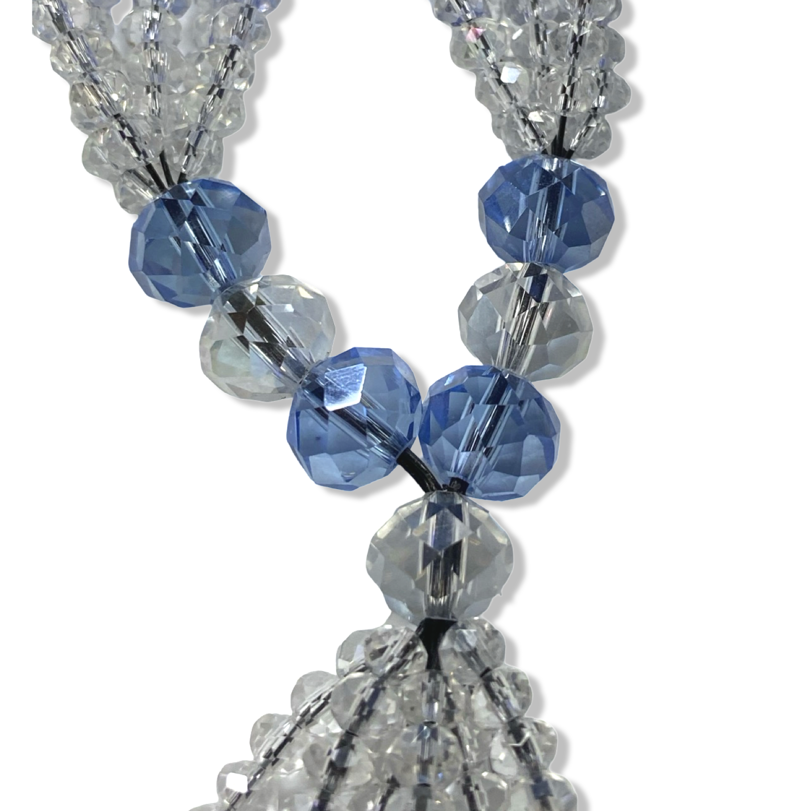 Handmade Gala de Yemayá Asesú - Clear, Blue, and Silver Shells Yoruba Santería Orisha Mazo Necklace - SanteriaGuide