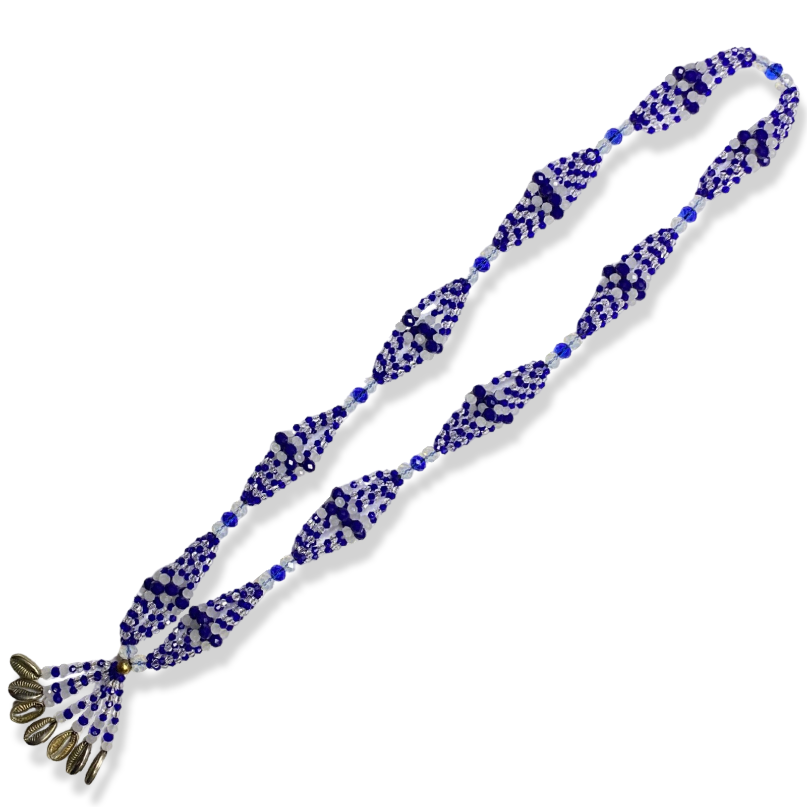 Handmade Gala de Yemayá - Clear and Blue Beads Yoruba Santería Orisha Mazo Necklace - SanteriaGuide