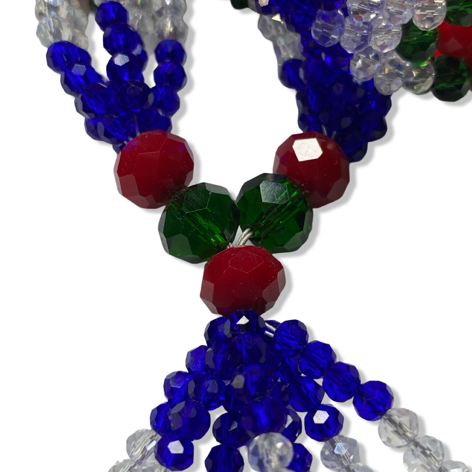 Handmade Gala de Yemayá Mayelewó - Blue, Clear, Green, and Red Beads Yoruba Santería Orisha Mazo Necklace - SanteriaGuide