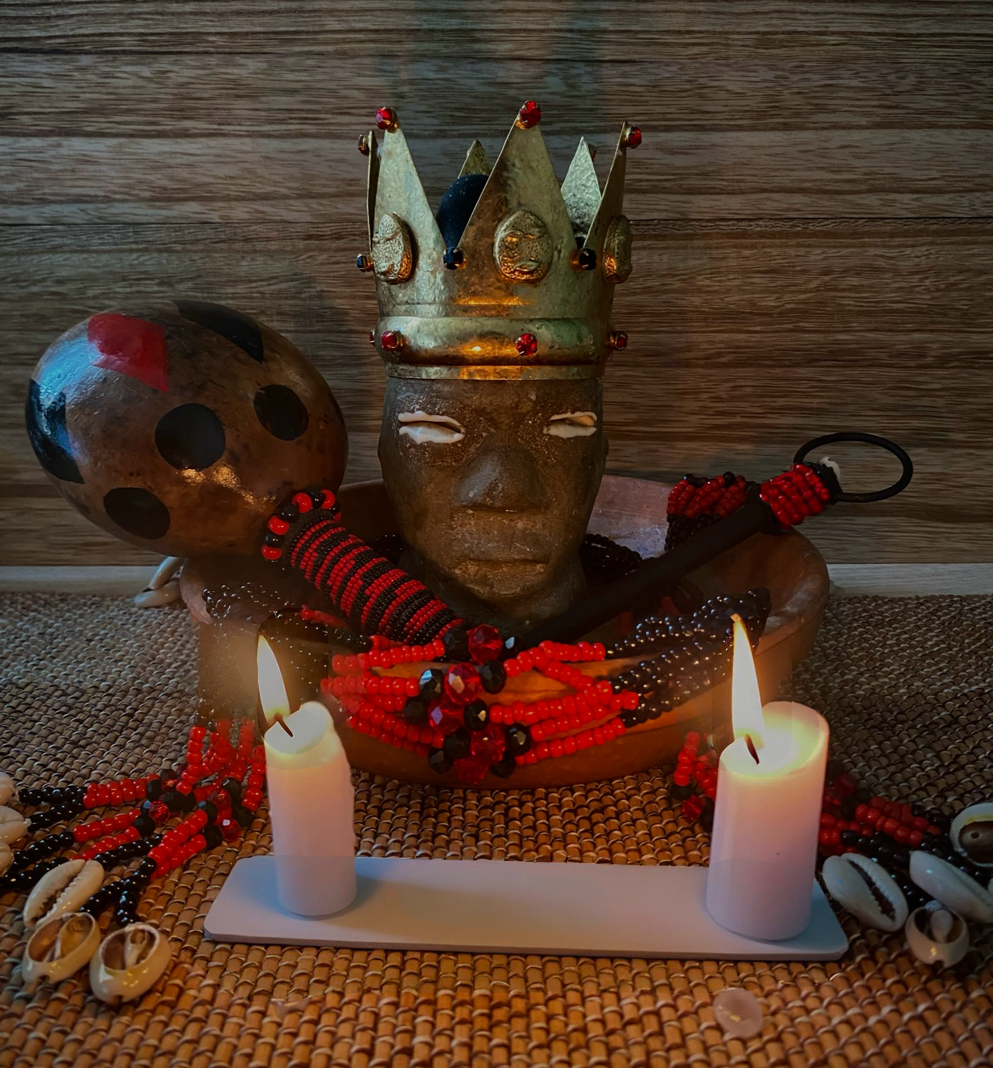 an elegua alter with, ambient llighting