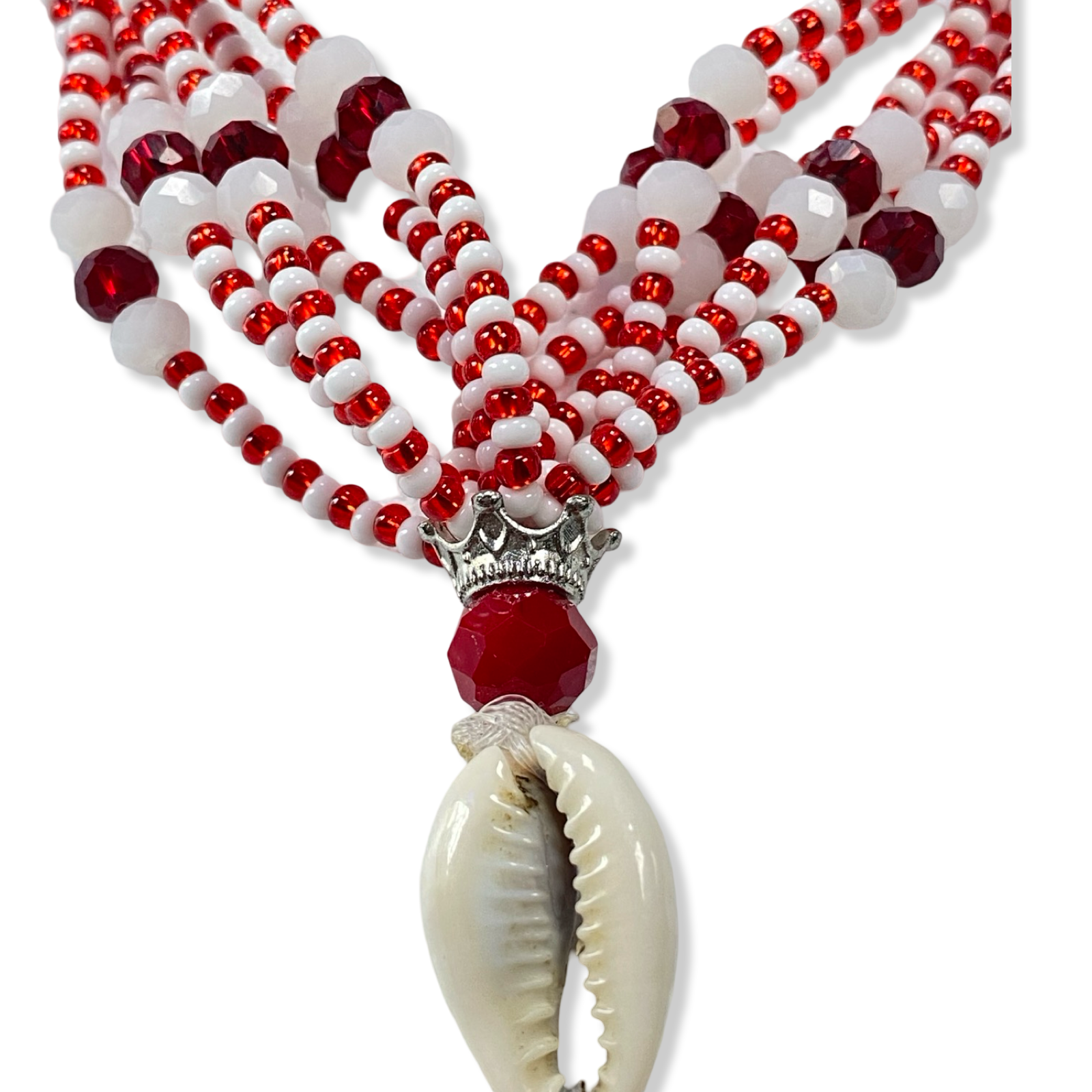 Handmade Gala de Shangó - Red & White Beads Yoruba Santería Orisha Mazo Necklace - SanteriaGuide
