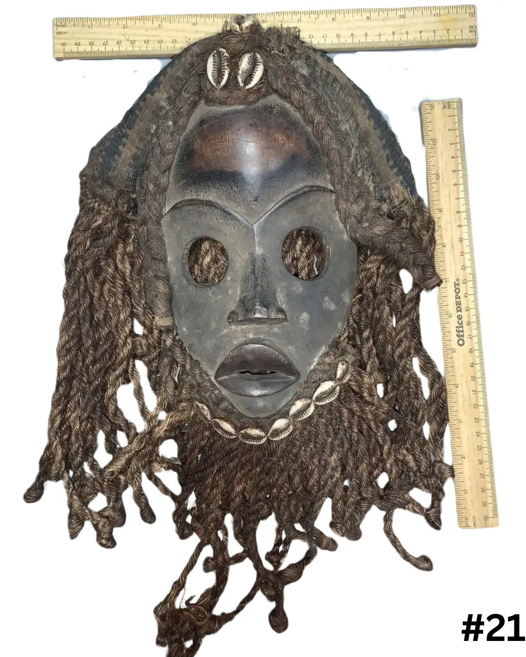 Dan Mask with Cowries and Rope Beard African Mask SanteriaGuide