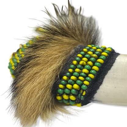 Handmade Eleke de Orunmila (Orula) - Green & Yellow Beads with Tooth & Gold Accents Yoruba Santería Orisha