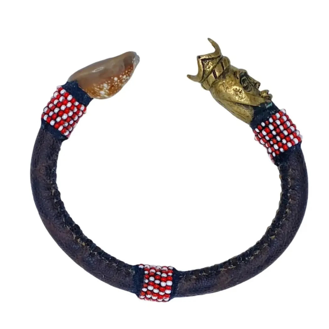 Bracelet/Mania de differente Orishas/Santos de piel con Bronze SanteriaGuide