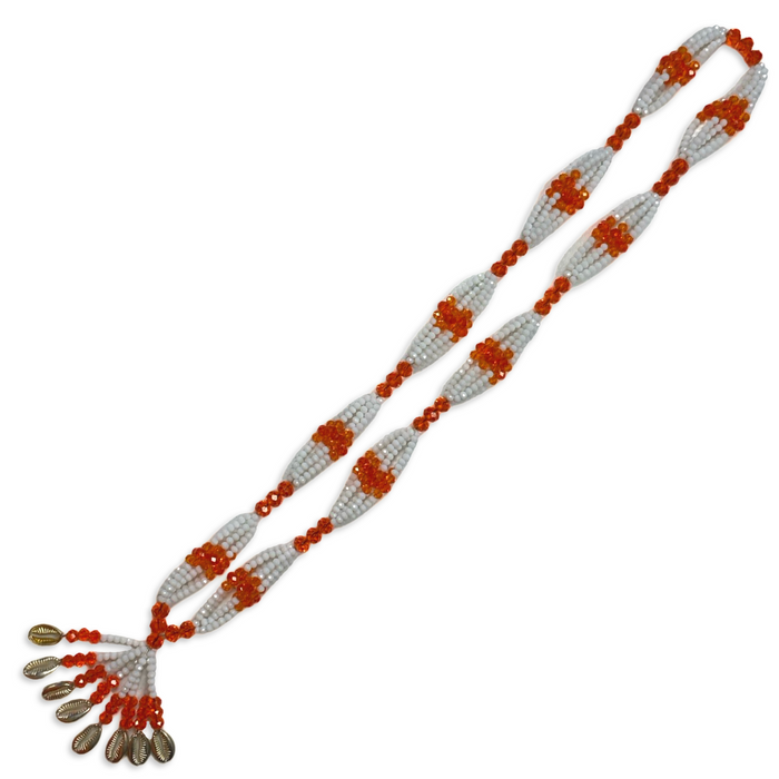 Obatala Oshagriña Gala Necklace – Handmade with Beads & Silver Cowrie Shells